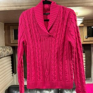 Women’s Fushia Pink Cable Knit Sweater Size L